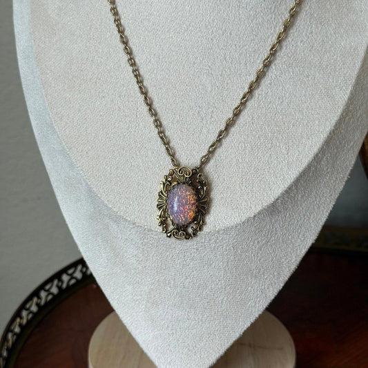 Vintage Faux Opal Necklace gold gone
