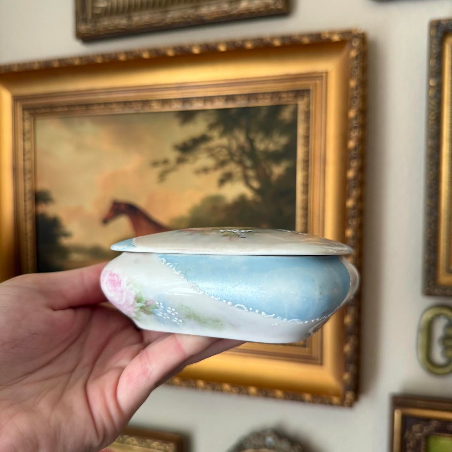 Vintage Ceramic Hand-Painted Floral Trinket Dish