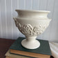 Vintage White Ceramic Pedestal Planter with Roses