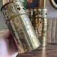 Vintage brass tin tassle canister set