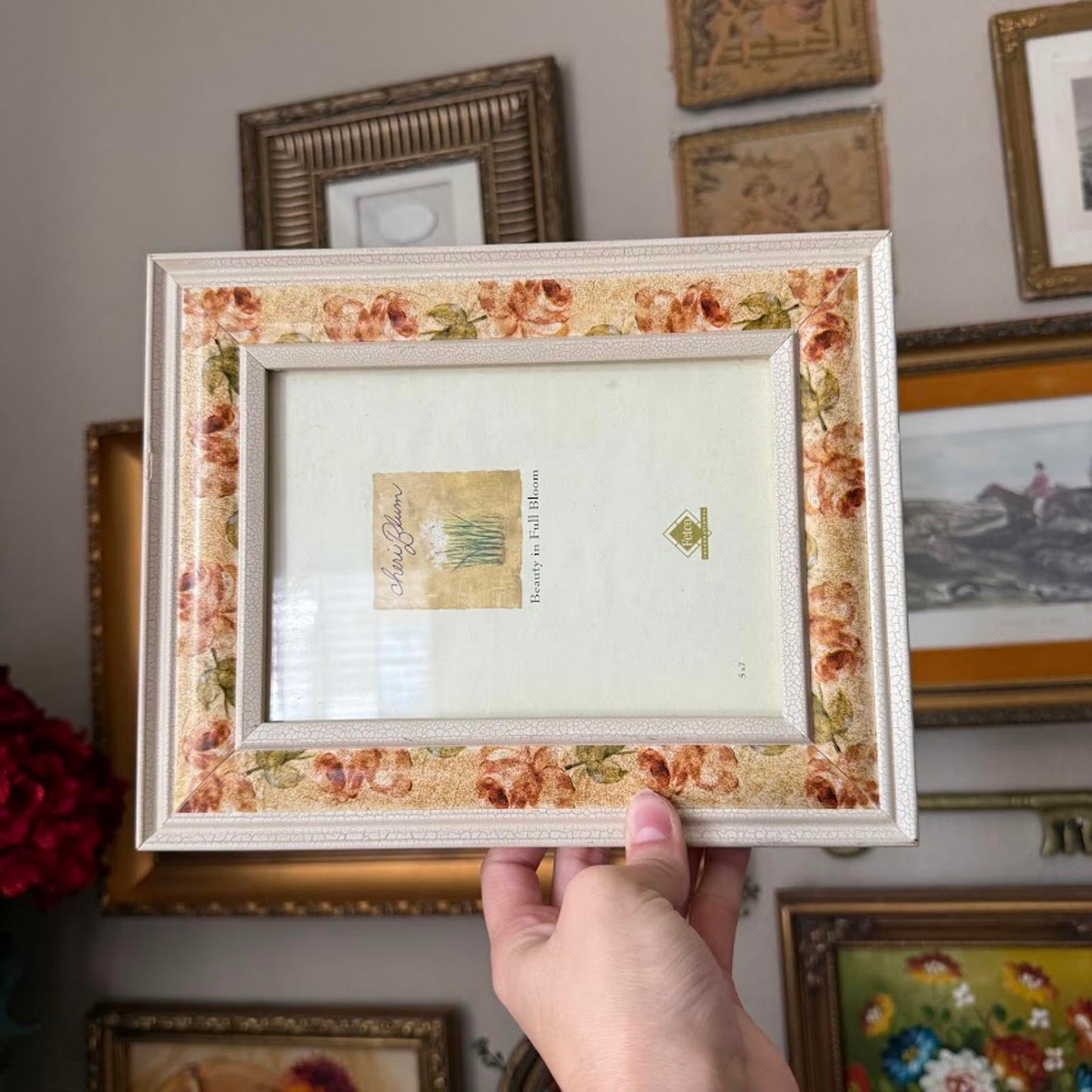 Vintage Cream and Floral Frame