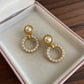 Circle faux Pearl swarovski clip on earrings