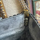 Vintage Purse Clutch Black Metal Mesh Double Chain Strap Hinged Opening