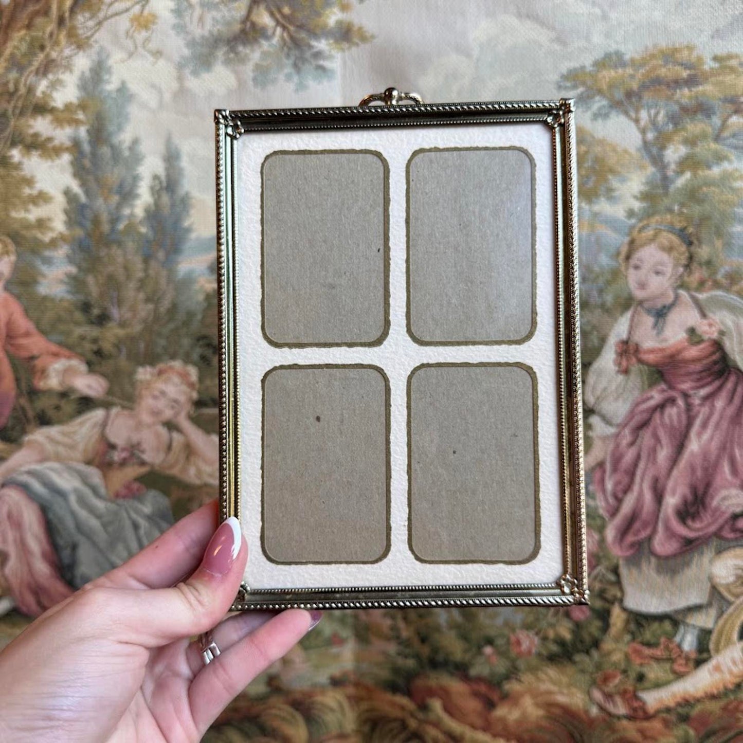 Vintage gold-toned metal multi-photo picture frame