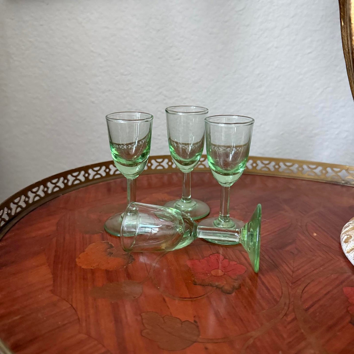 Vintage Mini Set of 4 Uranium Glass Cups