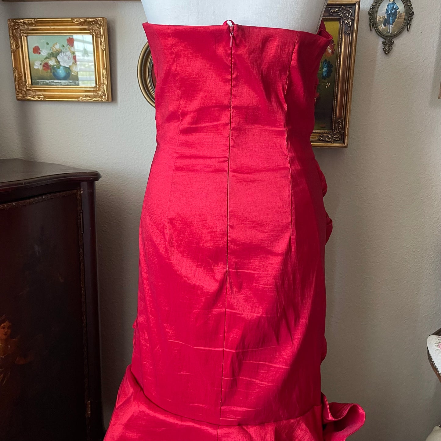 MayQueen Couture Red Fit and Flare Ballgown Dress