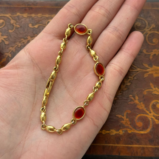 Vintage Gold tone & Orange Bracelet
