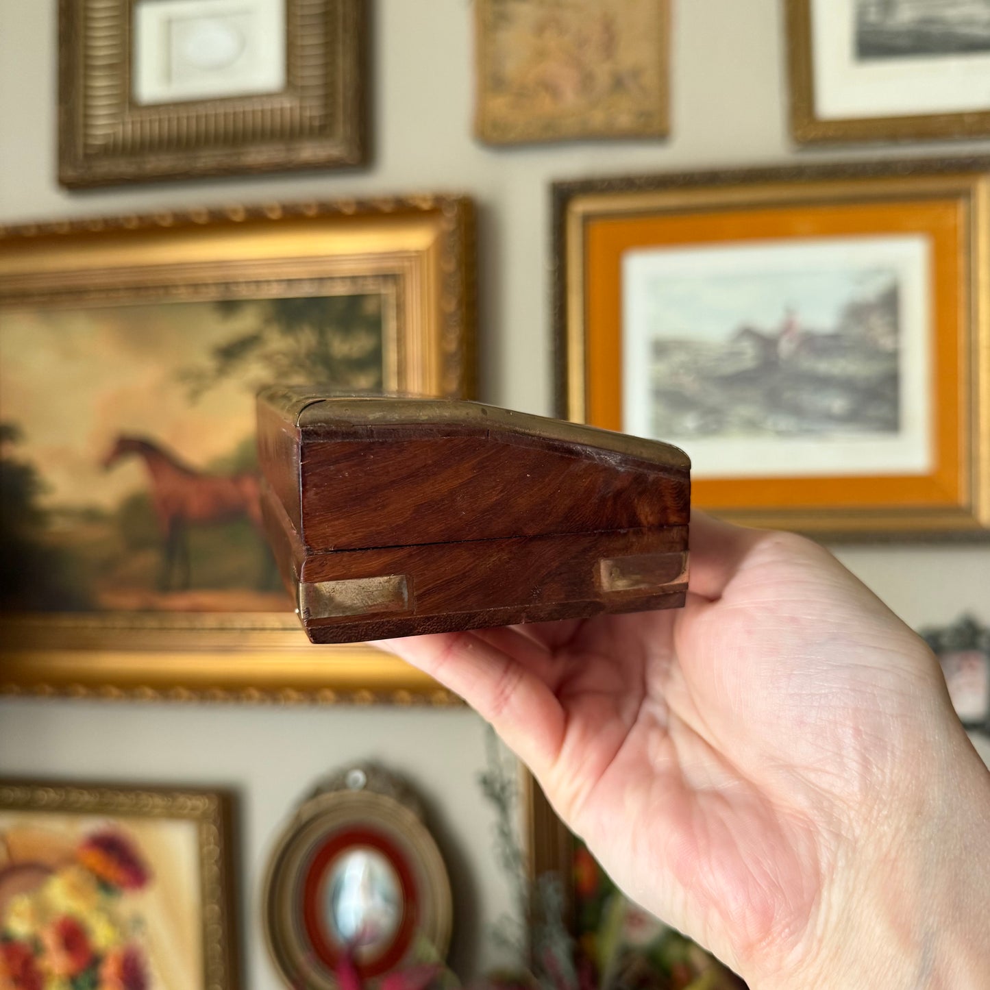 Vintage Wooden & Brass Anchor Box