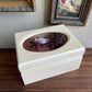 Vintage painted Flower Jewelry Box Wooden with link velvet interior