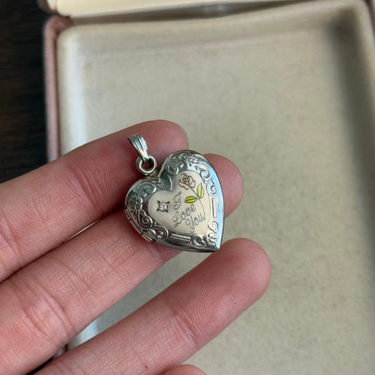 Silver Tone I Love You Locket