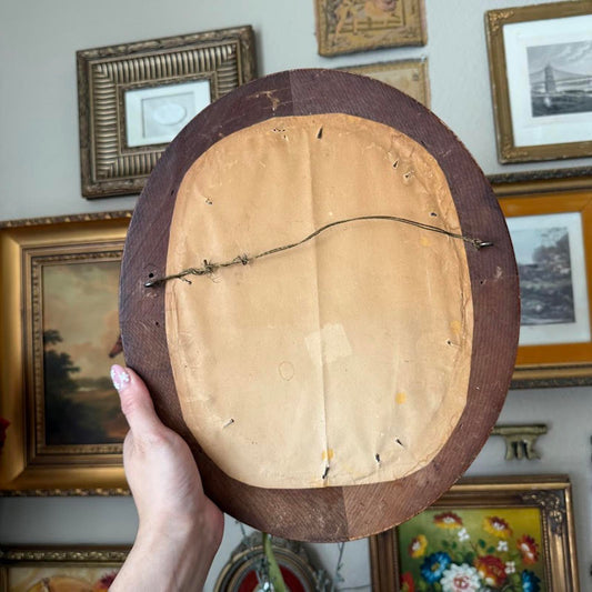 Vintage Wooden Oval Mirror