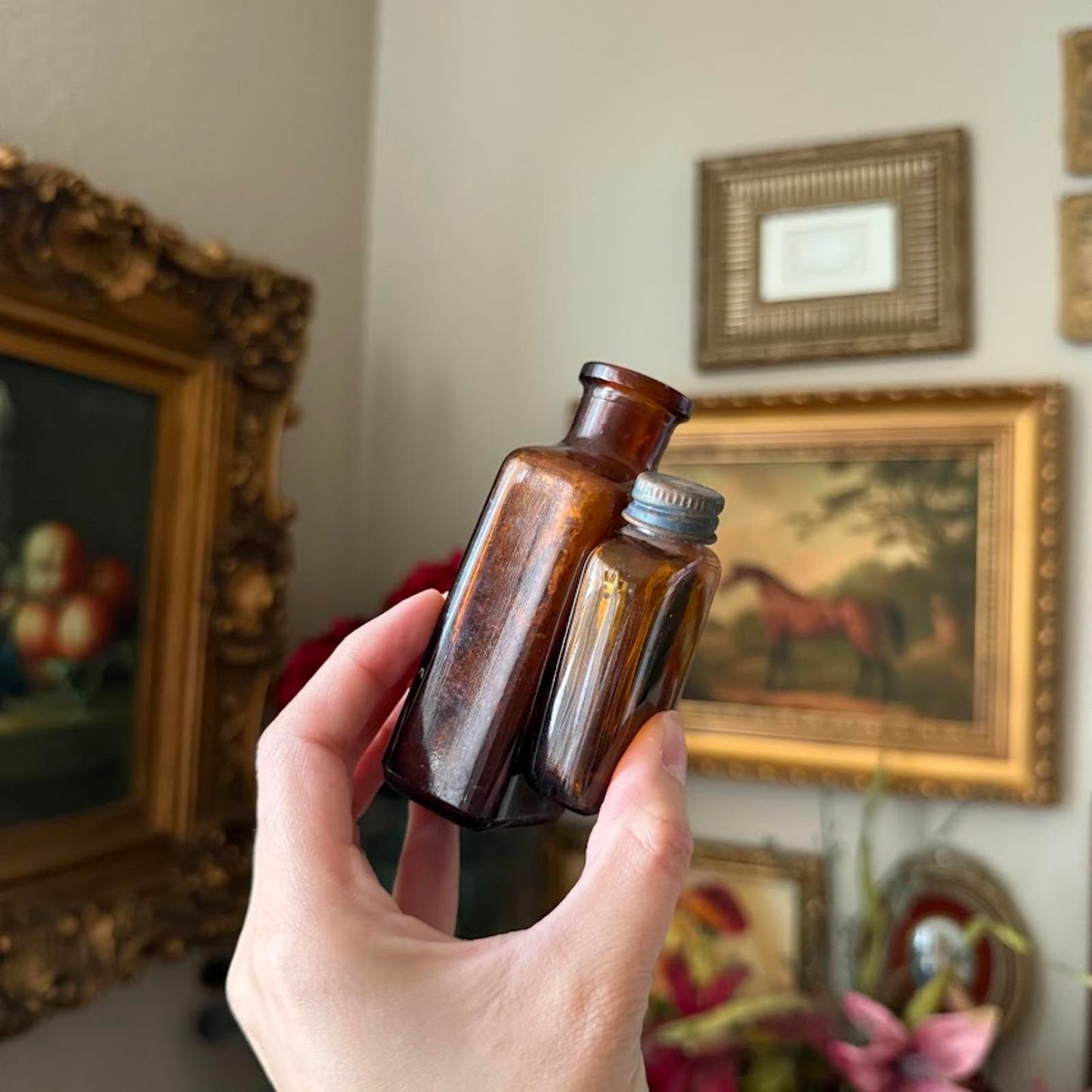 Vintage Amber Brown Glass Bottles