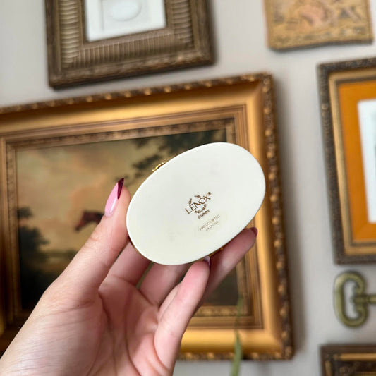 Vintage Lenox Petite Rose Hinged Porcelain Trinket Box
