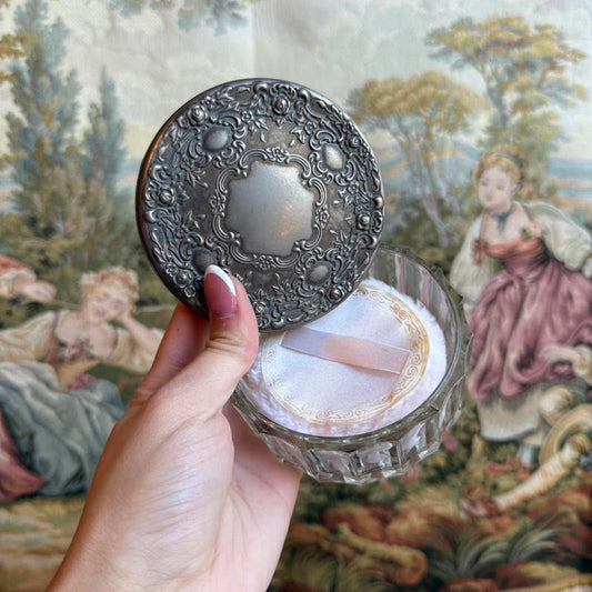 Antique Glass Vanity Powder Jar