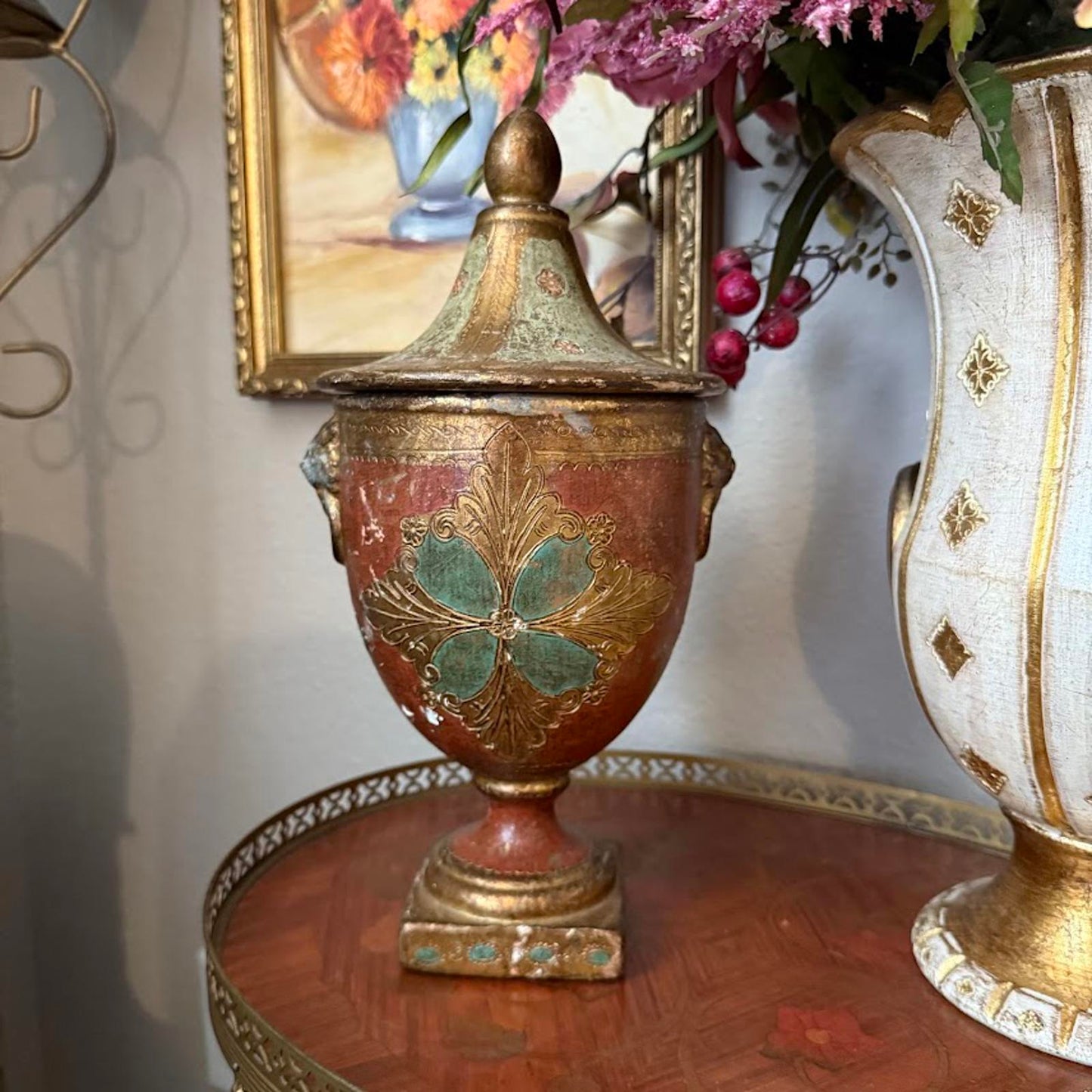 Vintage Florentine Italian Lidded Pot