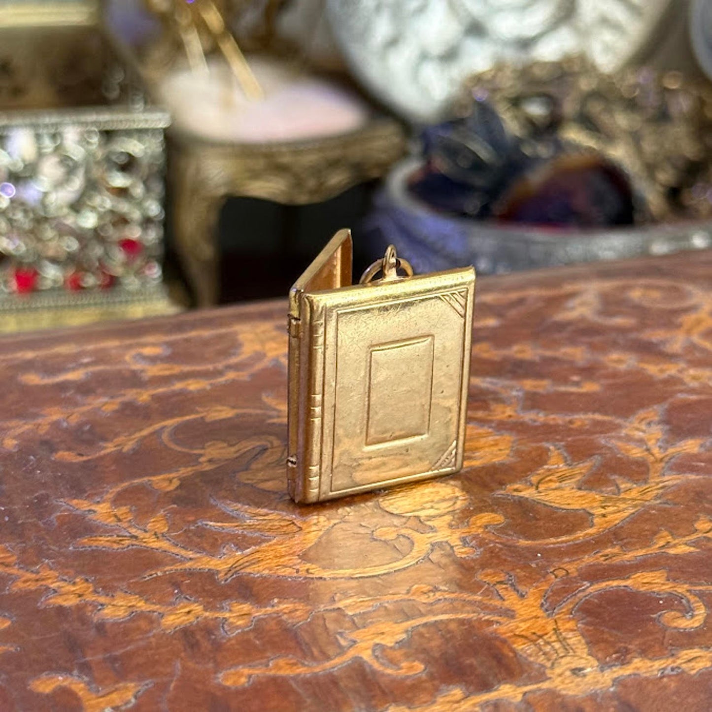 Vintage Gold Tone Book Locket Pendant