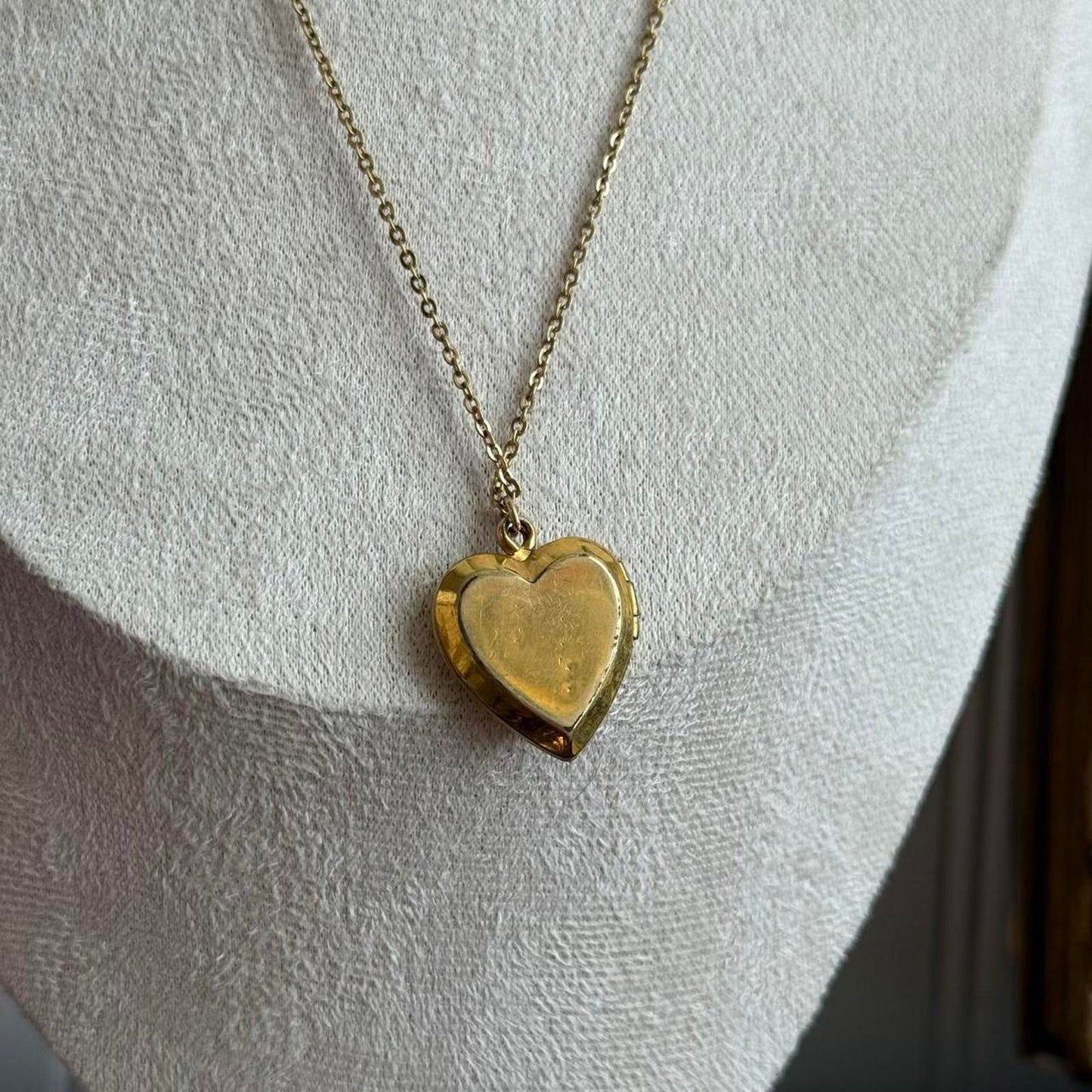 Vintage Gold heart locket necklace with a touch of whimsy
