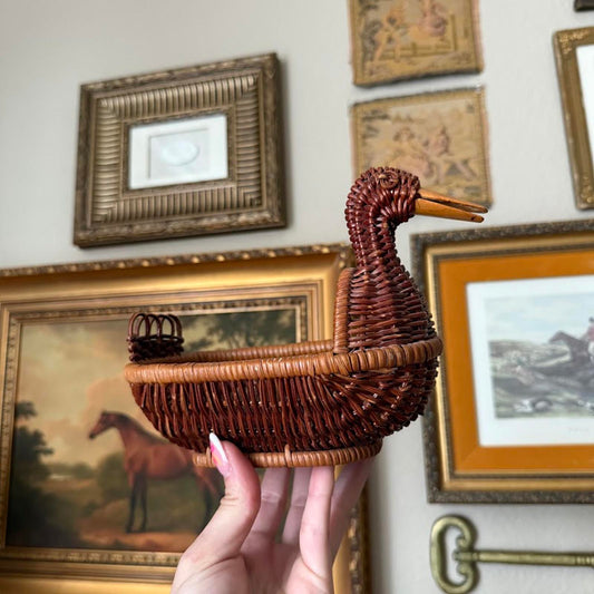 Vintage Wicker Duck Basket