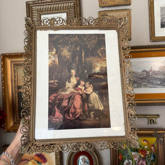 Vintage Lady Print in Gold Metal Frame