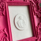 Hot Pink baroque frame with plaster intaglio art piece