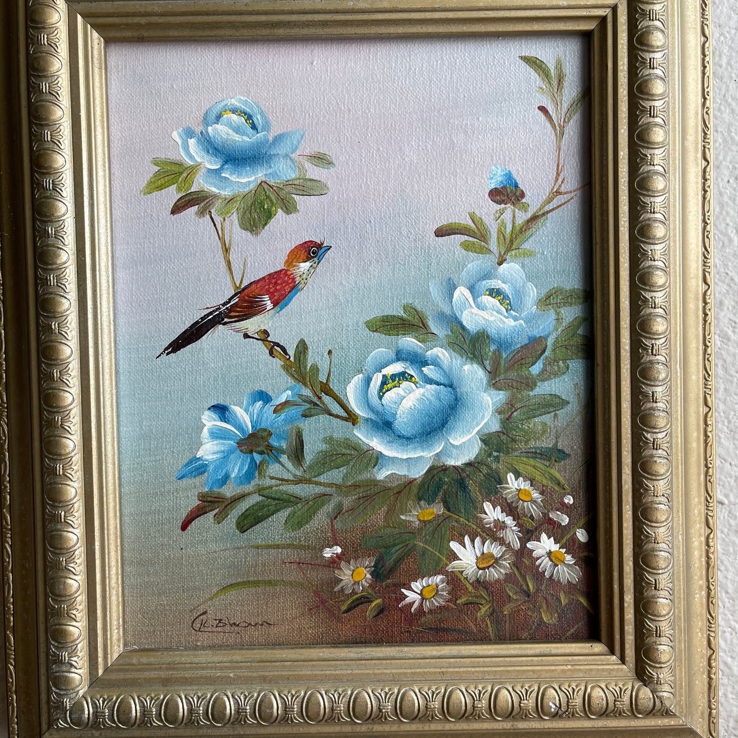 Bird with Blue flowers Painting