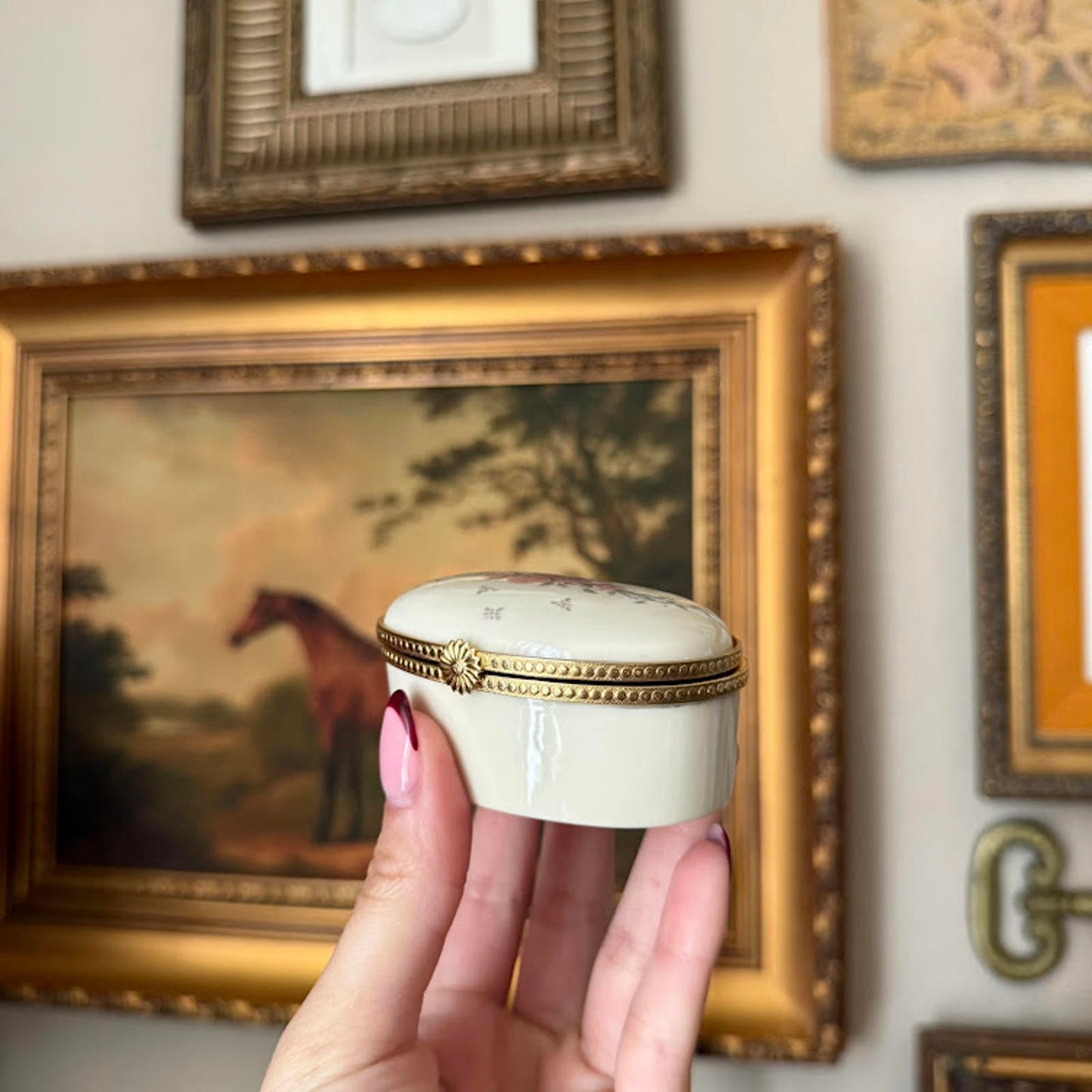 Vintage Lenox Petite Rose Hinged Porcelain Trinket Box