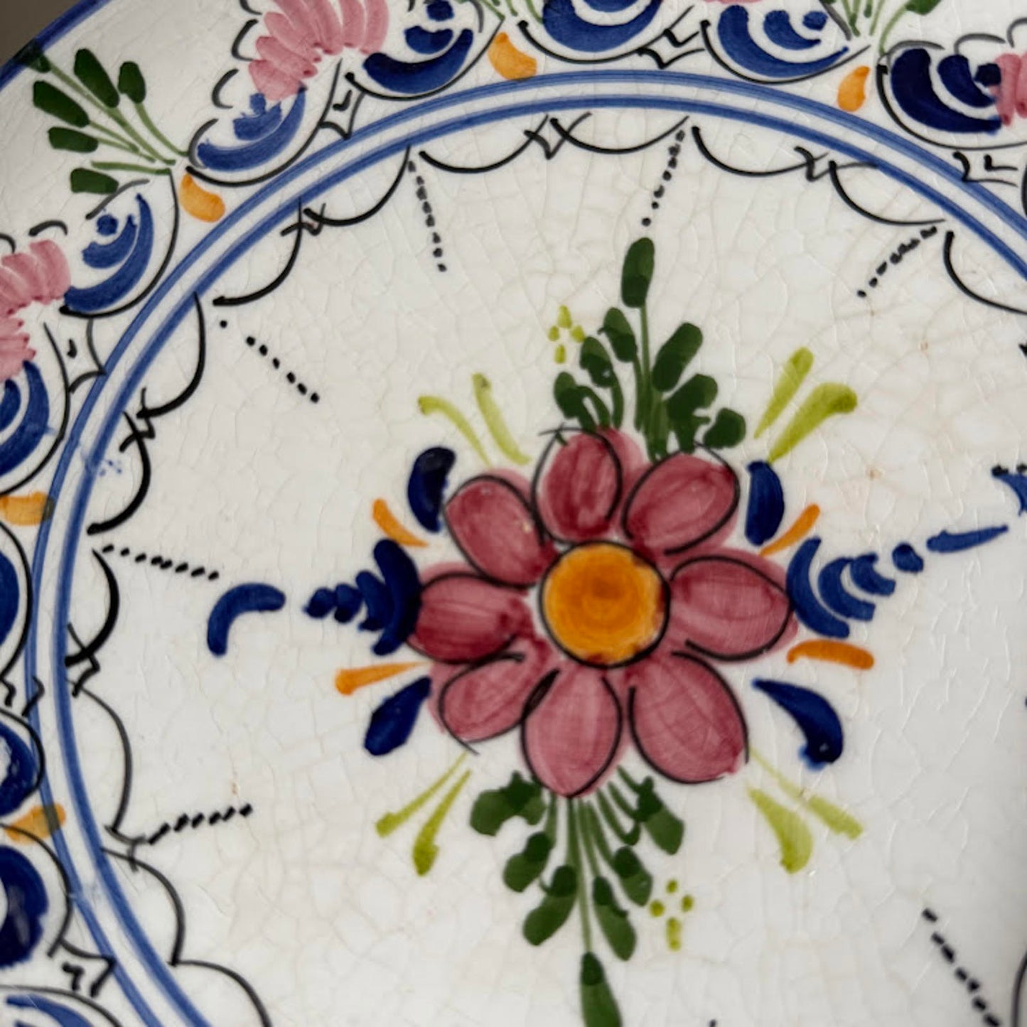 Vintage Blue and Floral Plate