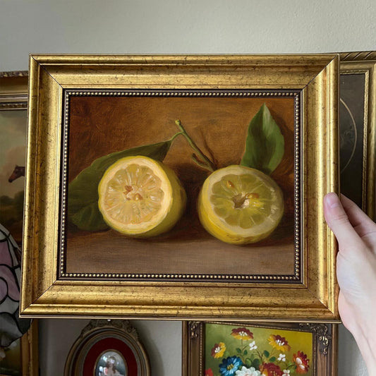 Vintage style Lemon Still life art print framed Gallery Wall Vintage