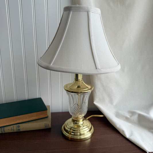 Small Brass and Glass Lamp with Shade