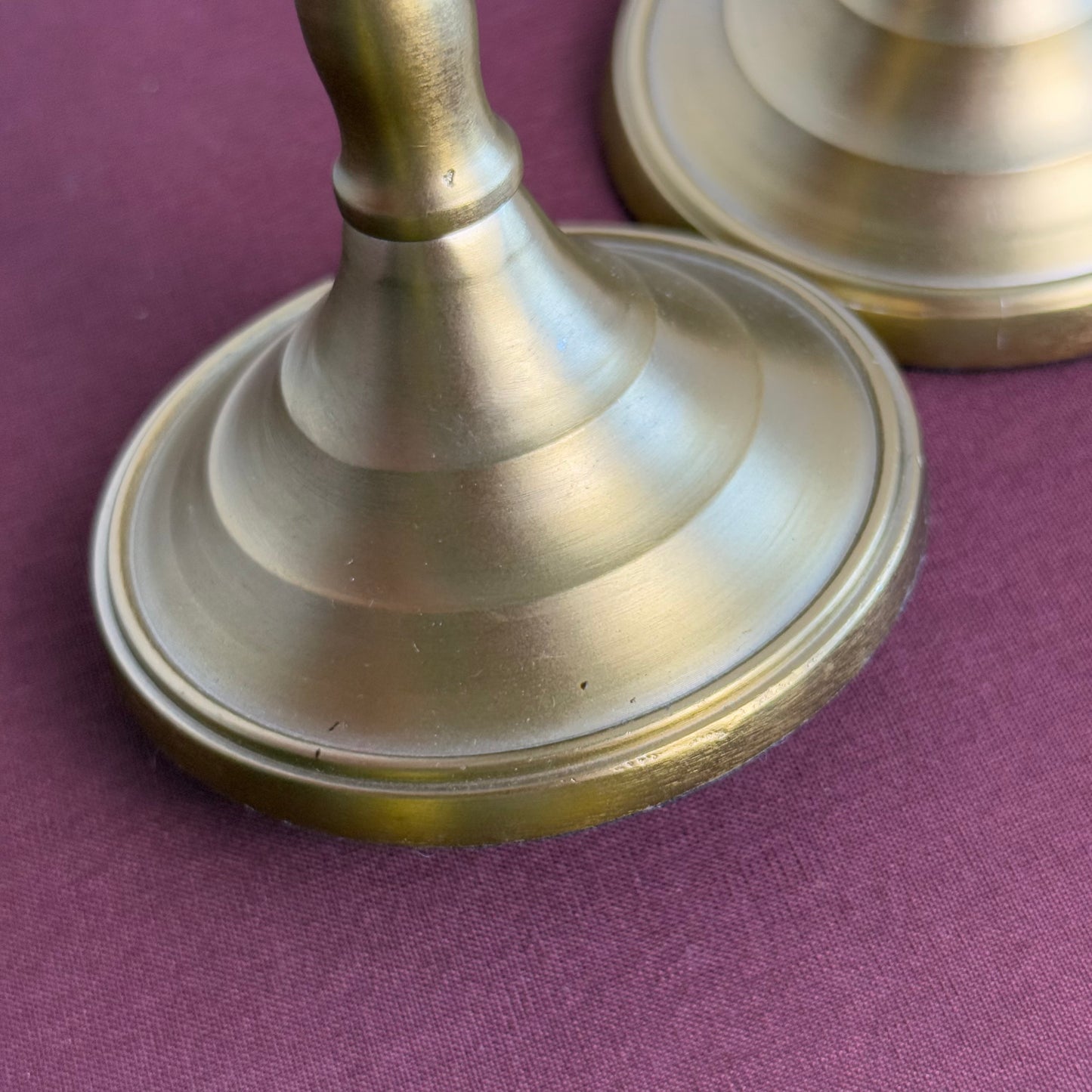 Vintage inspired set of 2 gold tone candle holders