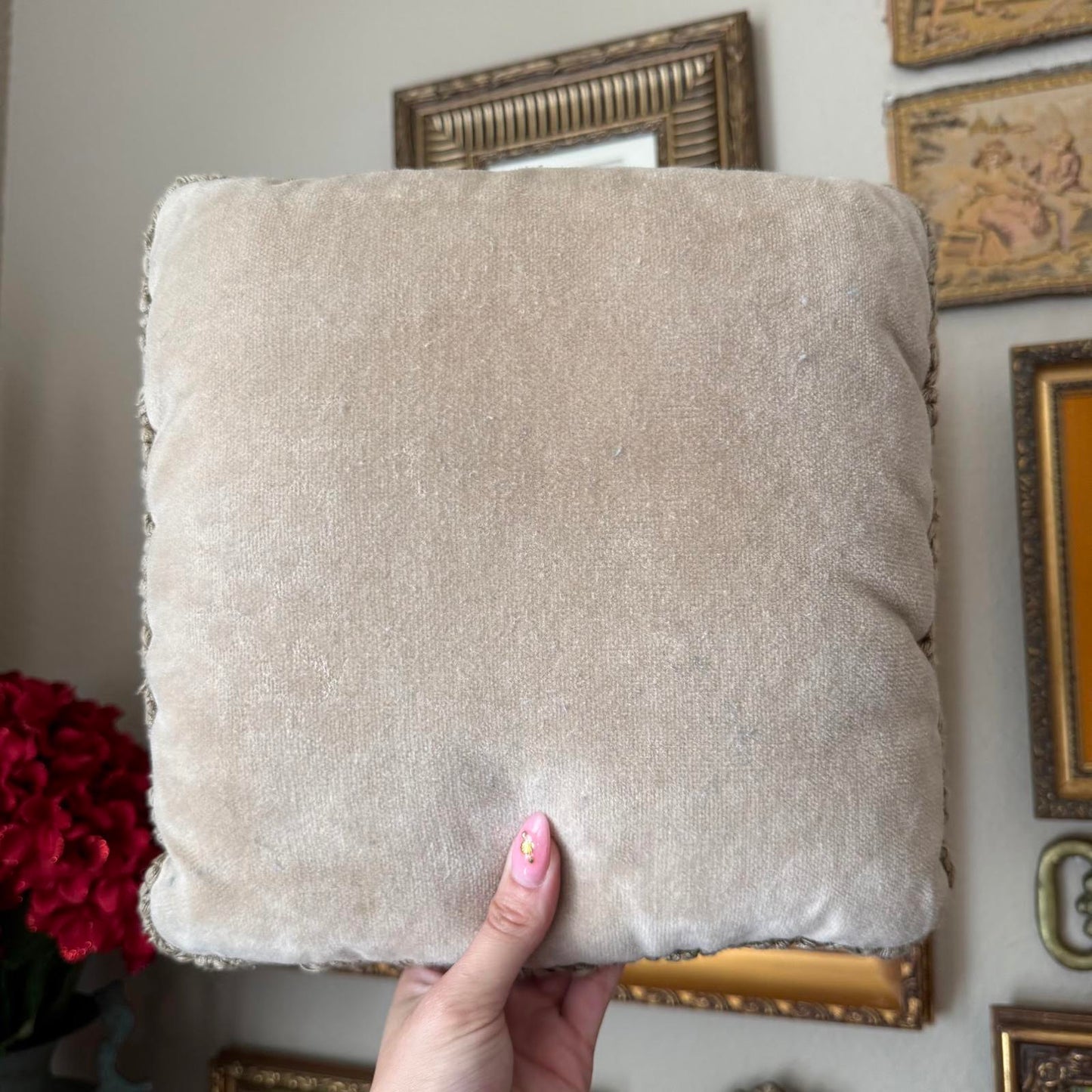 Vintage Needlepoint Tapestry Scenery Pillow