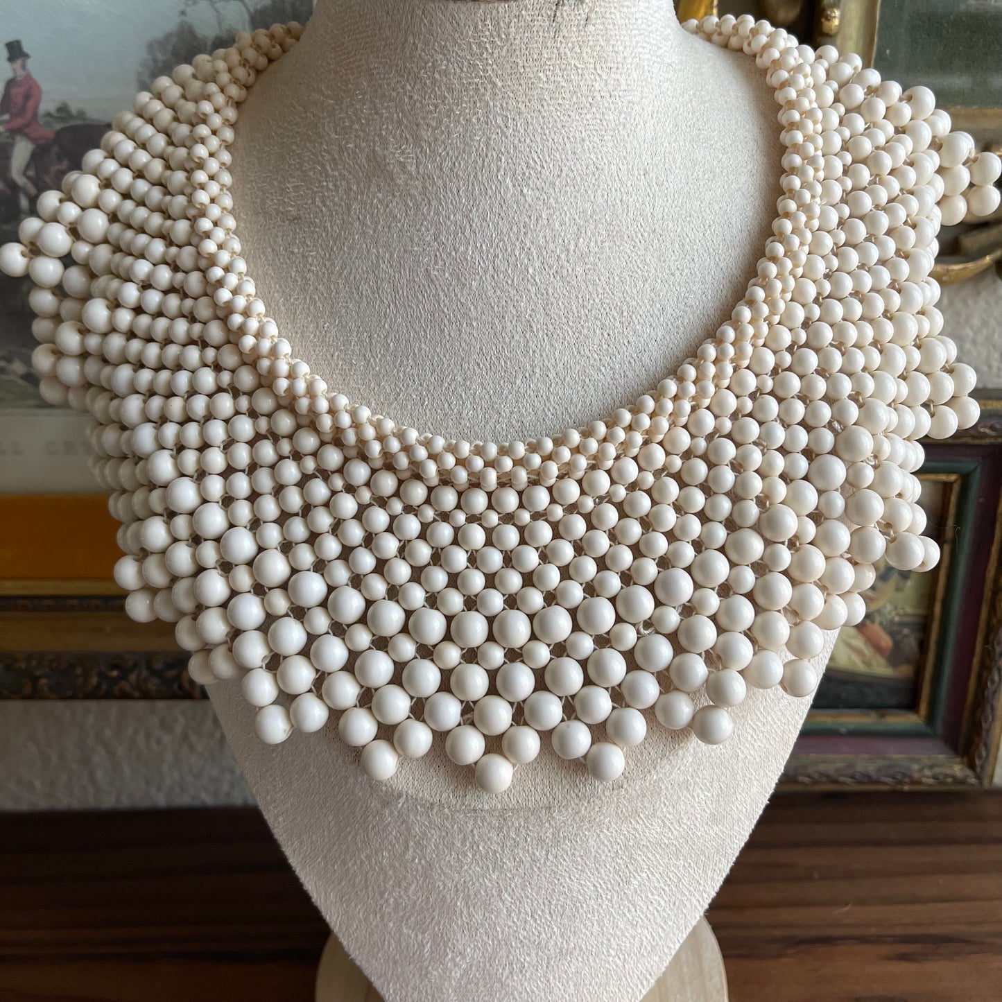 Vintage Bib collar Faux Pearl Necklace