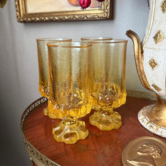 Vintage Yellow Footed Glassware