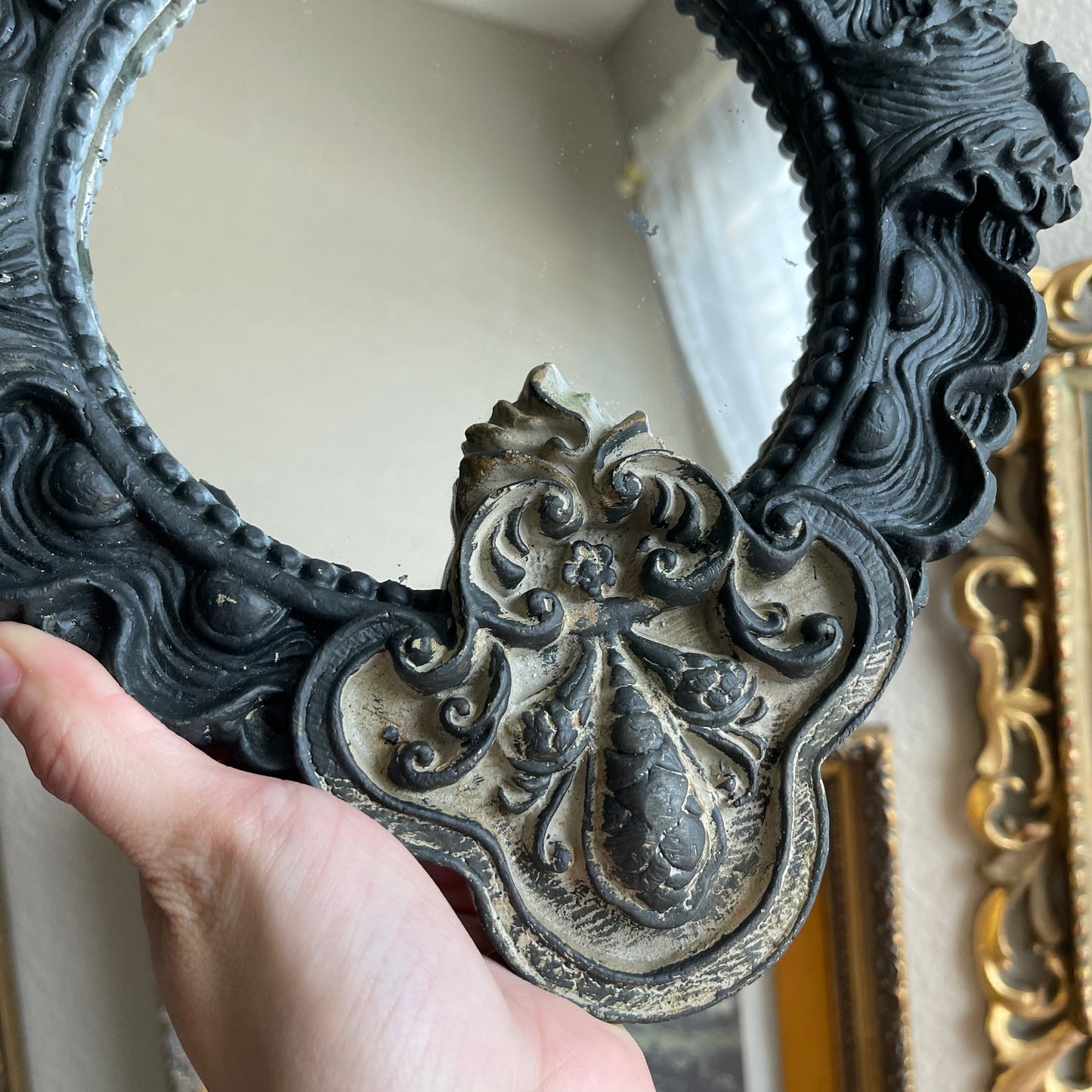 Vintage style plaster ornate wall mirror