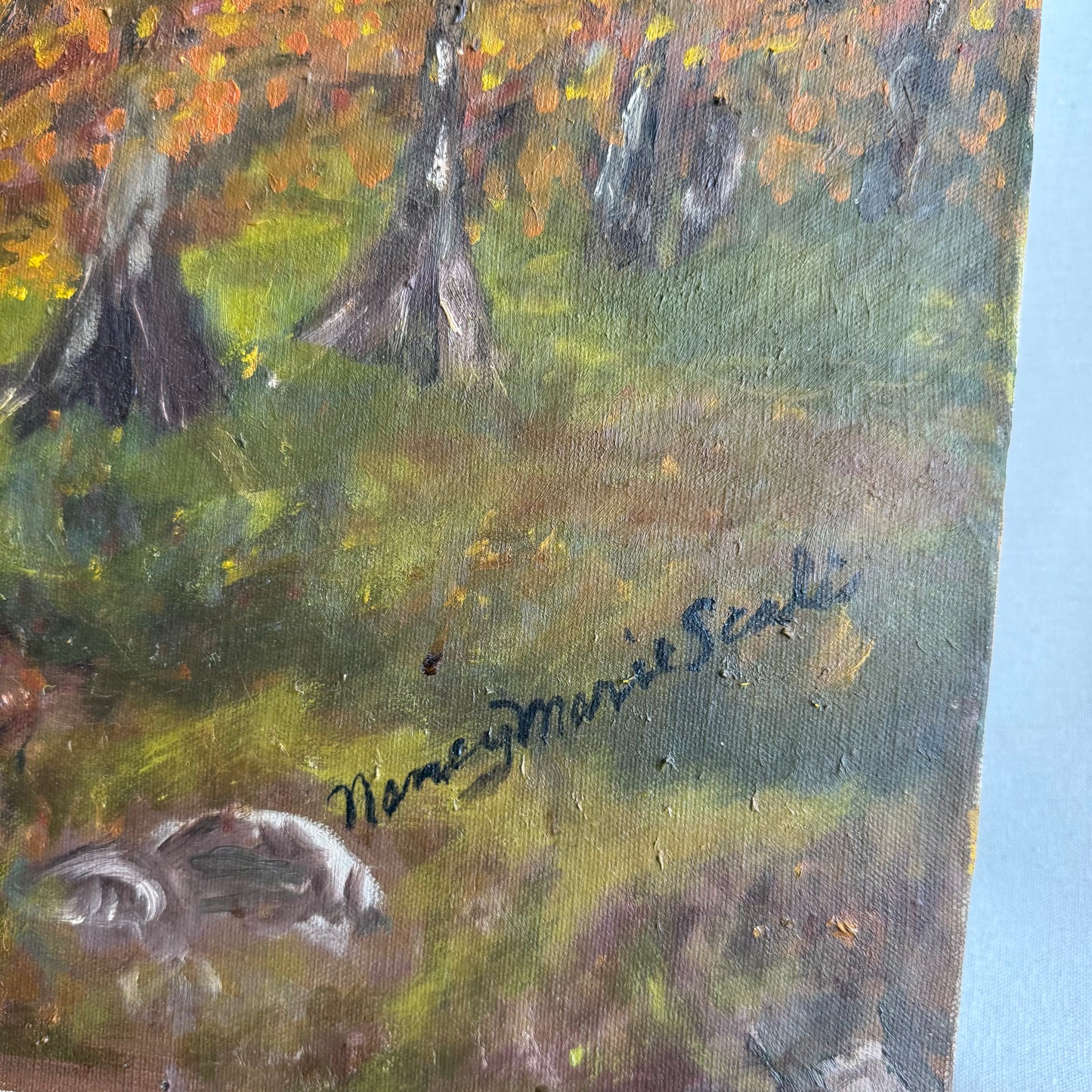 Fall Impressionist Mid Century Painting signed