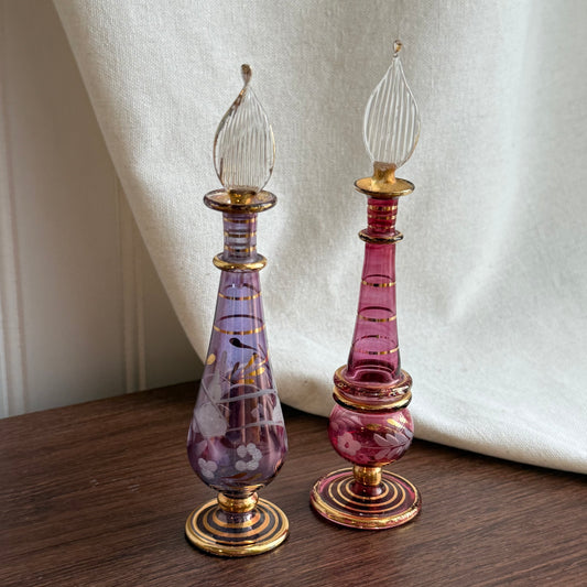 Vintage Hand Blown Egyptian Glass Perfume Bottles