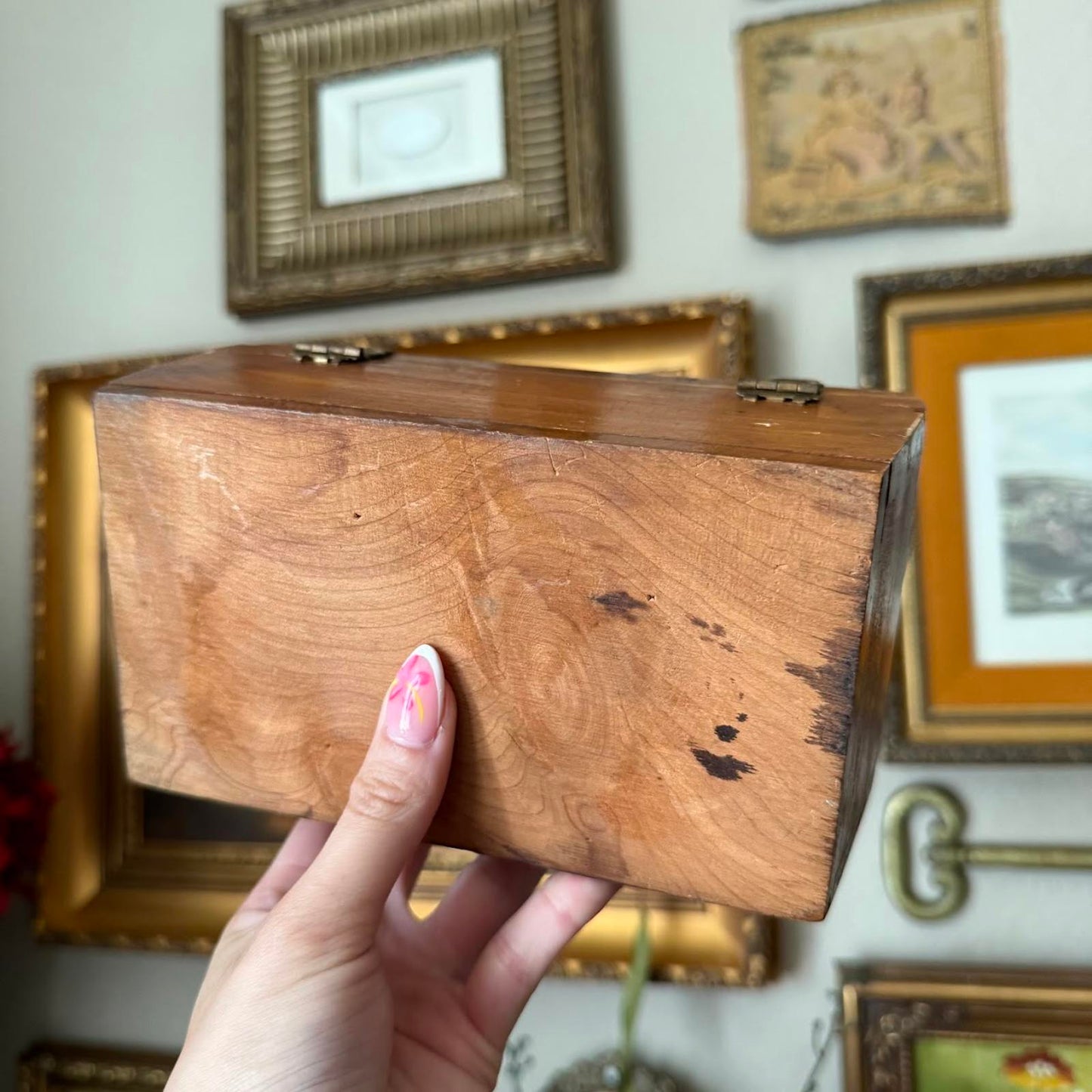 Vintage Wooden Treasure Keepsake Box