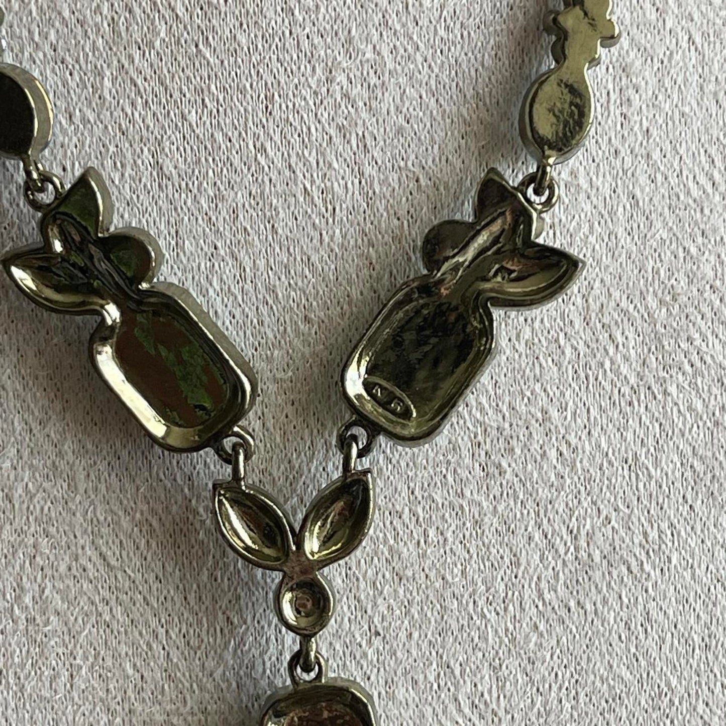 Vintage Avon Opalite Blue Green Blue Topaz Rhinestone Drop Necklace
