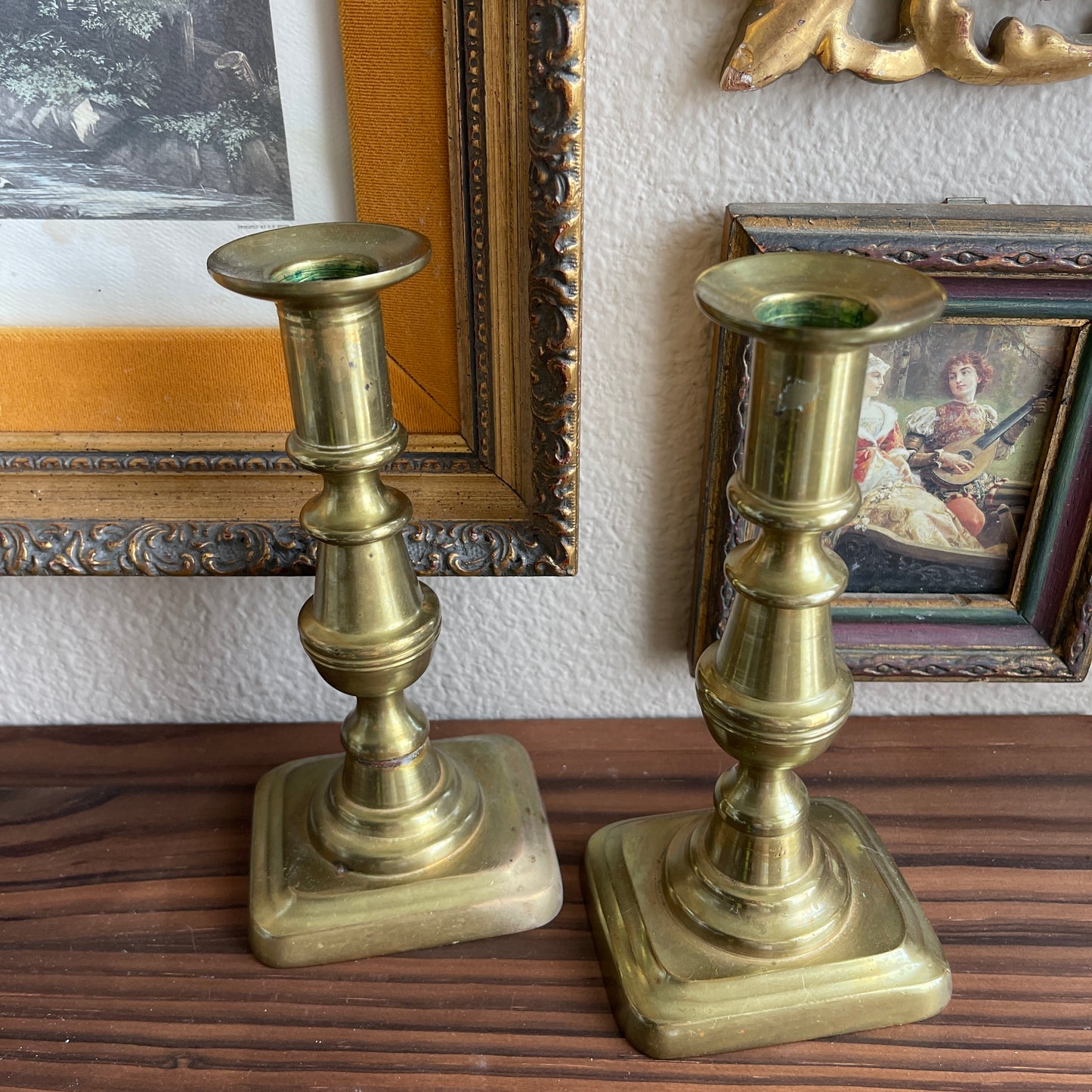 Gold Brass candle holder set