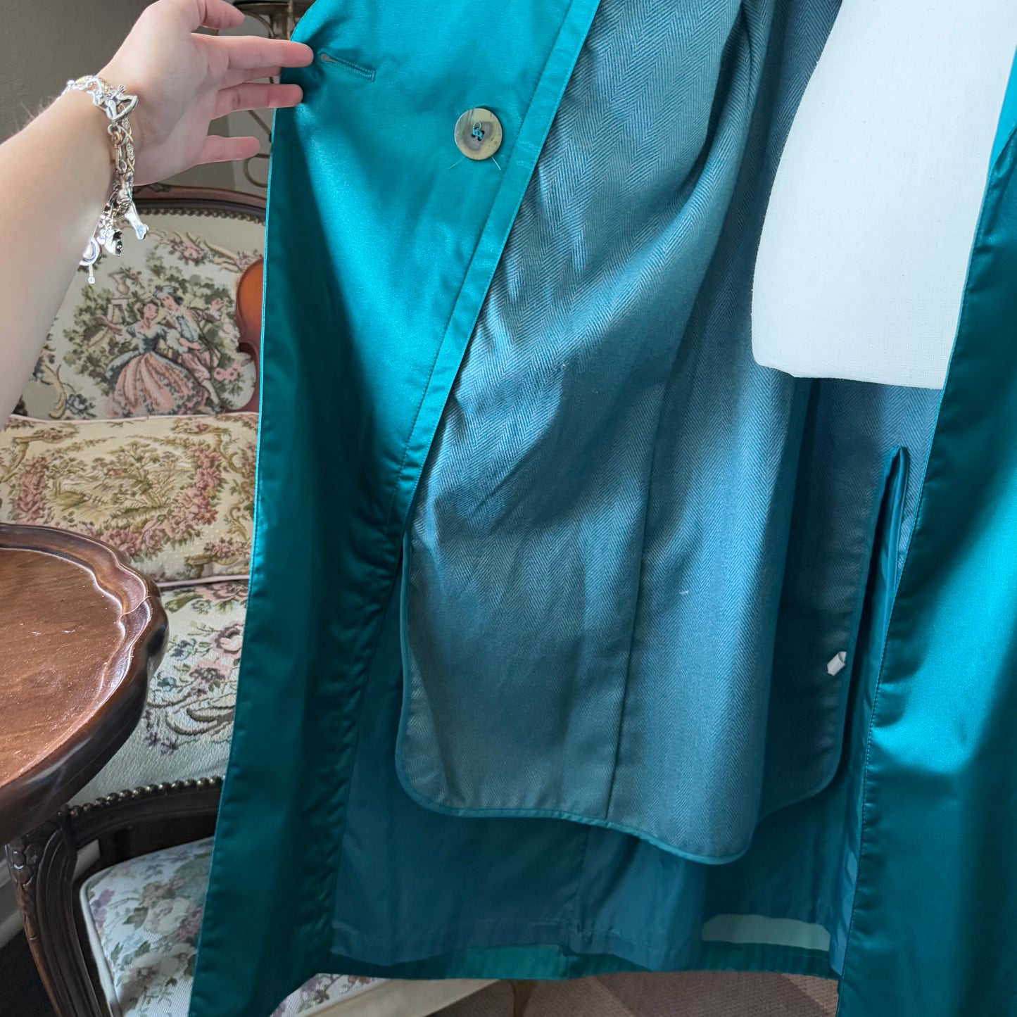 Vintage Turquoise Trench Coat