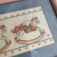 Vintage Bears and rocking horse needlepoint framed art