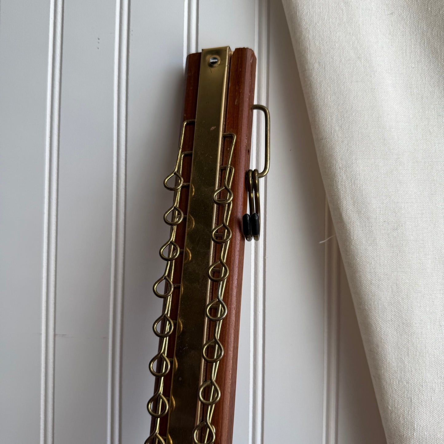 Vintage Wood and Brass Tie/Scarf/Belt Organizer