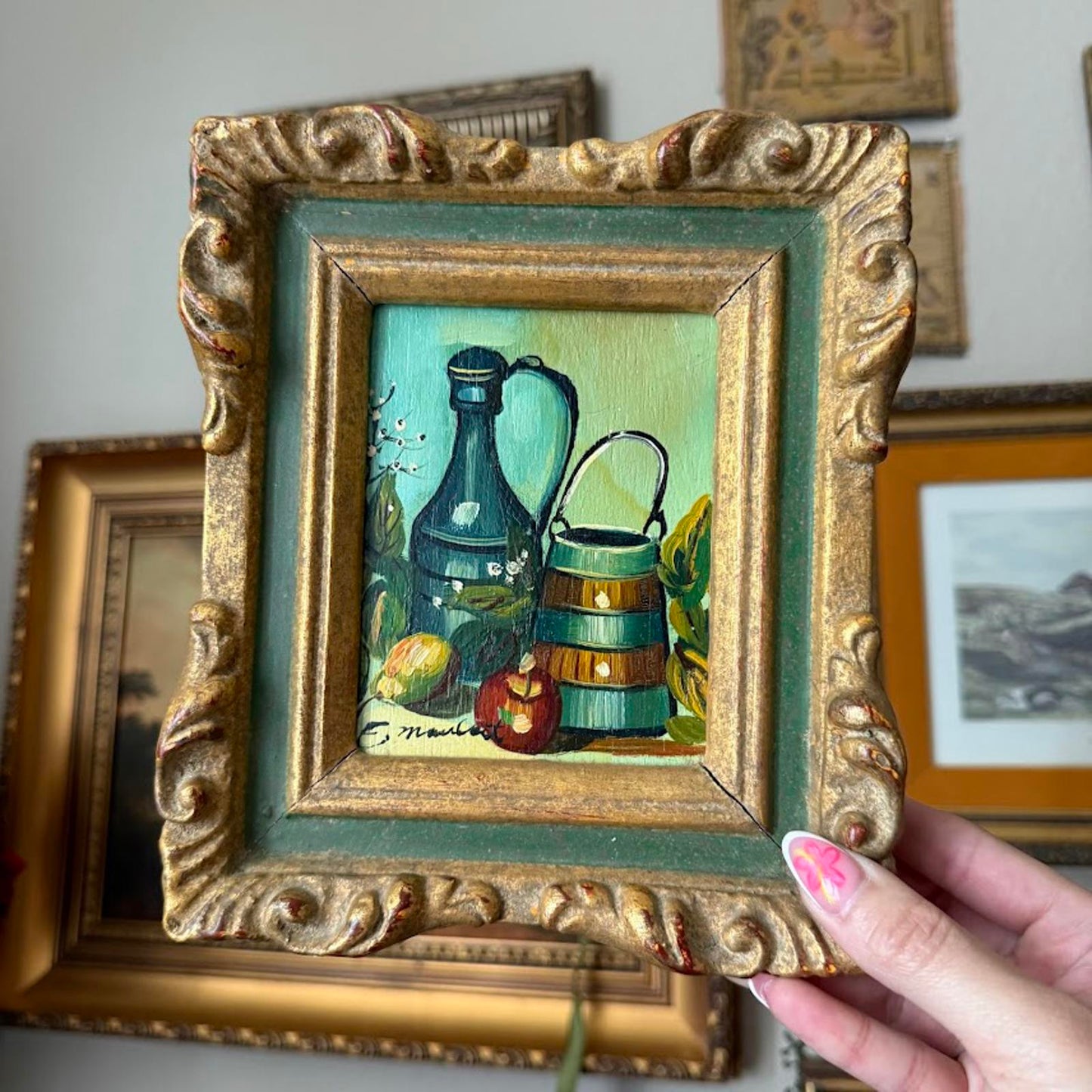 Vintage Gold Ornate Frame with Still Life Painting