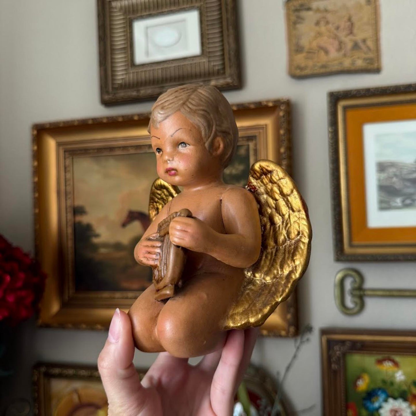 Vintage Hand-Painted Ceramic Cherub
