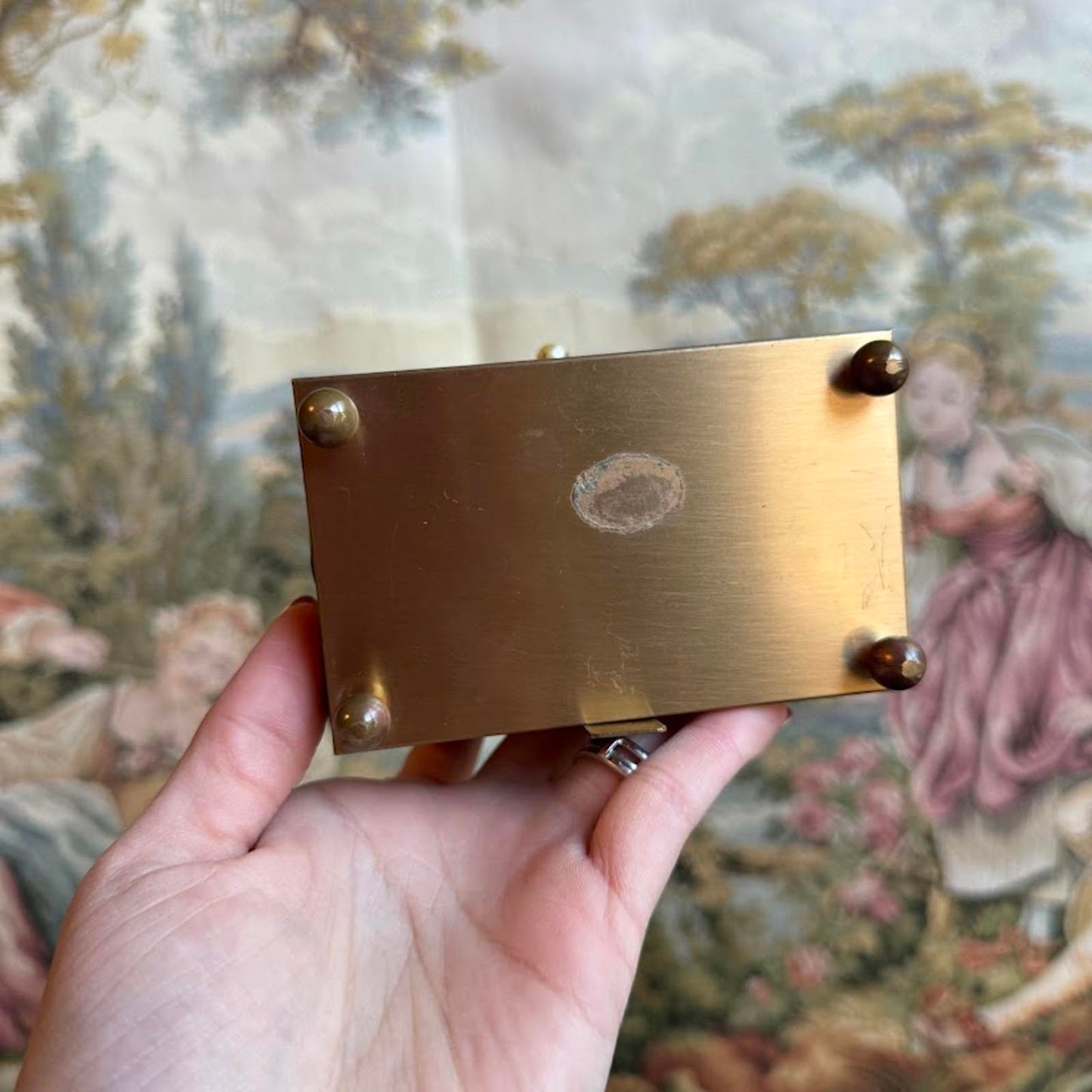 Vintage Pearl Accent Jewelry Box with tiered Interior