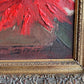 Vintage Red Poinsettia Flower Painting Framed