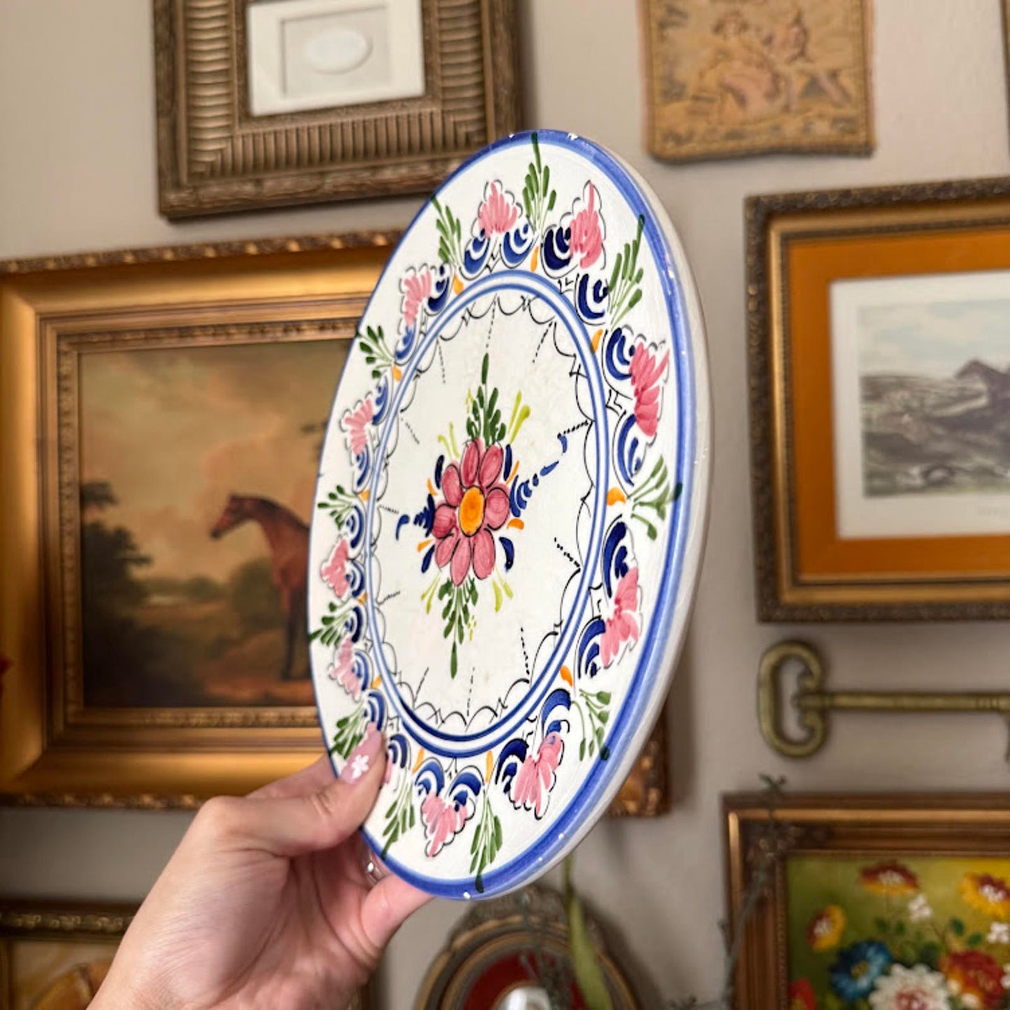 Vintage Blue and Floral Plate