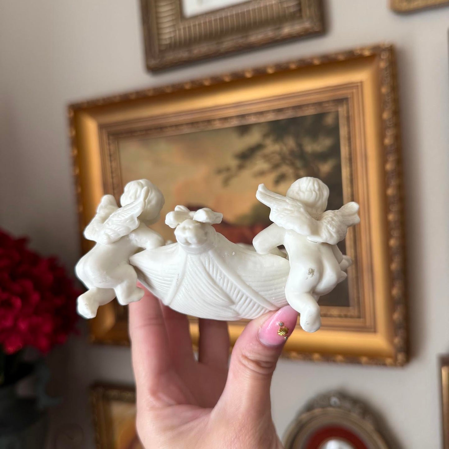 Vintage Cream Ceramic Cherub Soap Dish
