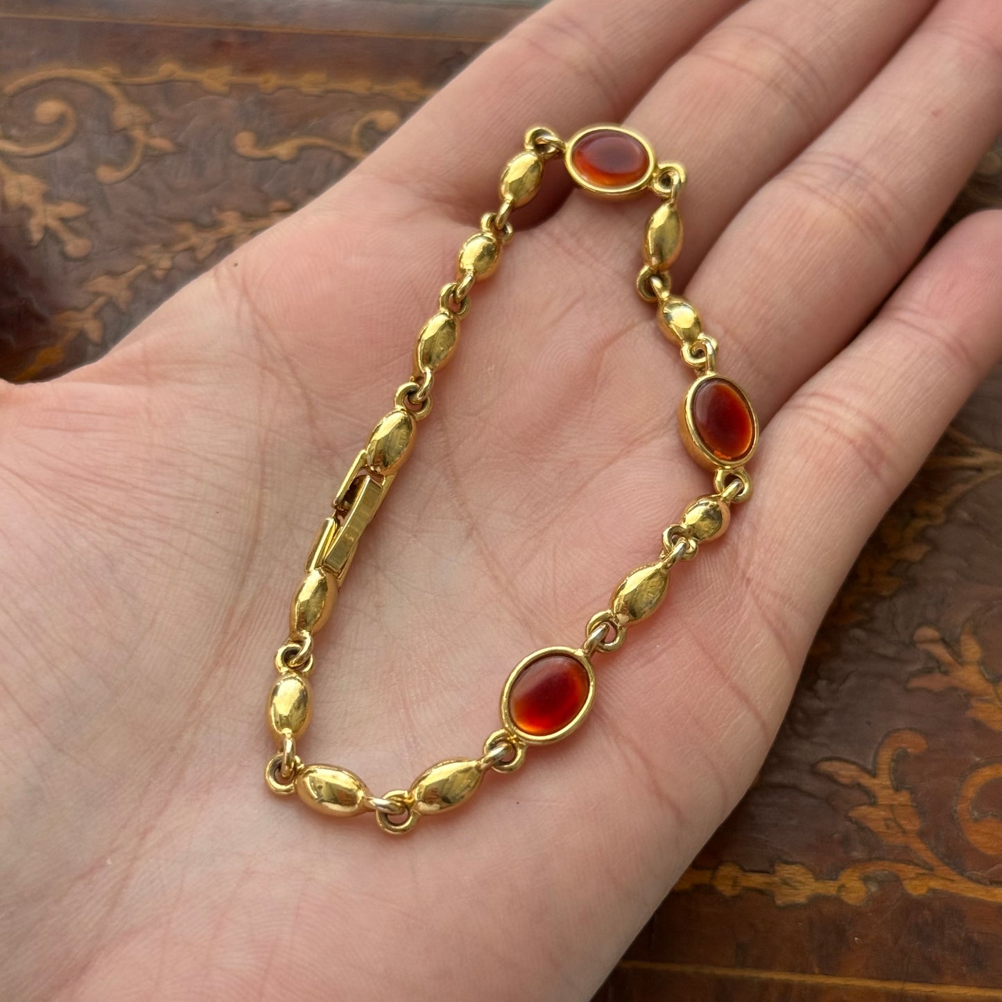 Vintage Gold tone & Orange Bracelet