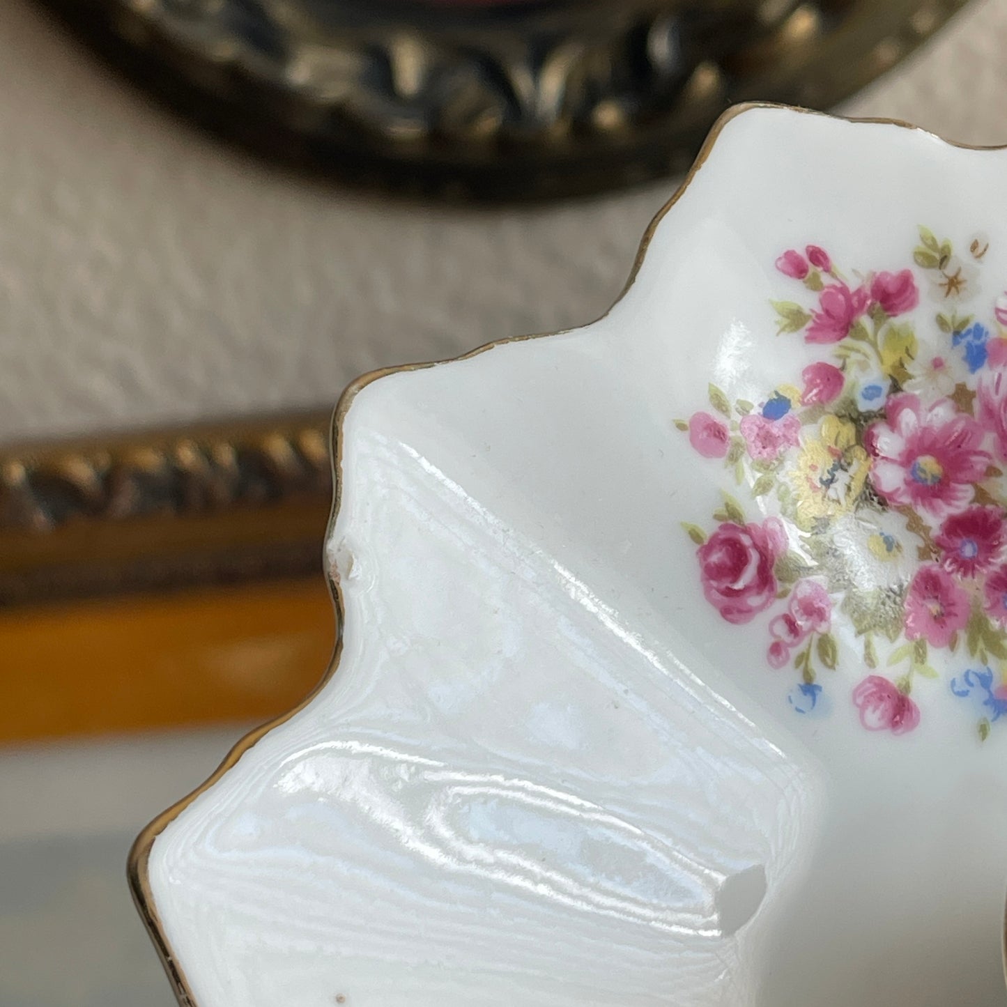 Vintage ceramic white with floral set of 2 candleholder